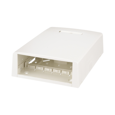 Imagen de Caja de Montaje en Superficie, Con Accesorio para Resguardo de Fibra Óptica, Para 12 Módulos Mini-Com, Color Blanco Mate