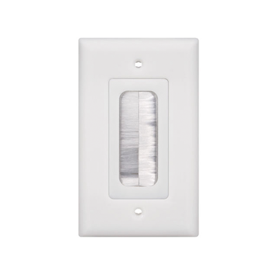 Imagen de Placa de Pared Pasa cable, Tipo Cepillo, de 1 Puerto, Con Cerdas Antipolvo, Color Blanco