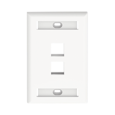 Imagen de Placa de Pared Vertical, Salida Para 2 Puertos Keystone, Con Espacios Para Etiquetas, Color Blanco