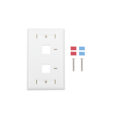 Imagen de Placa de pared de 2 puertos, Keystone, con espacio para etiqueta, Color Blanco