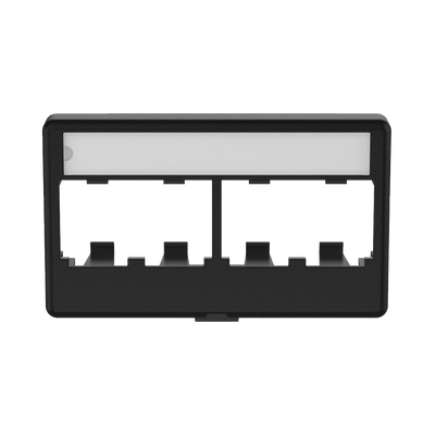 Imagen de Placa de Mobiliario Modular Estándar, Salidas Para 4 Puertos Mini-Com, Con Espacio Para Etiquetas, Color Negro