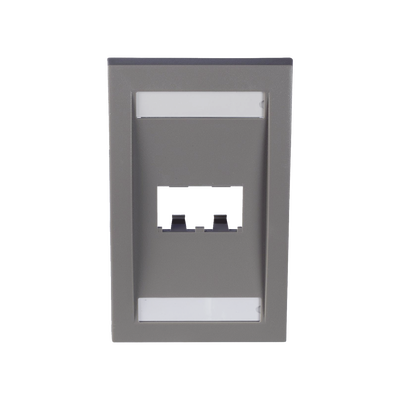 Imagen de Placa de Pared Vertical Ejecutiva, Salida Para 2 Puertos Mini-Com, Con Espacios Para Etiquetas, Color Gris
