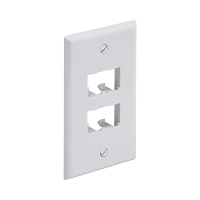 Imagen de Placa de Pared Vertical Clásica, Salida Para 4 Puertos Mini-Com, Color Blanco