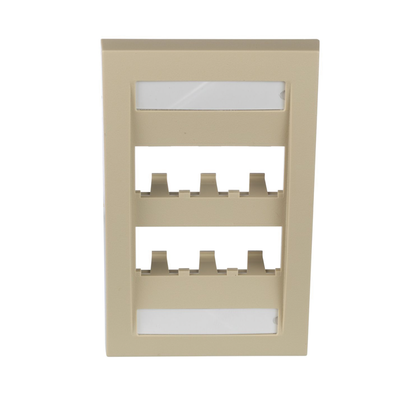 Imagen de Placa de Pared Vertical Ejecutiva, Salida Para 6 Puertos Mini-Com, Con Espacios Para Etiquetas, Color Marfil