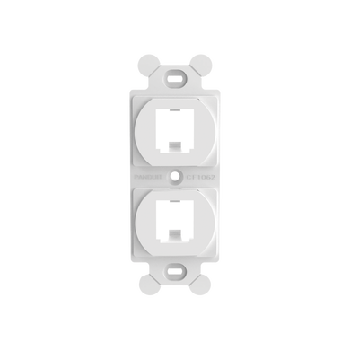 Imagen de Marco de Módulo Dúplex, Para Placas Frontales Estándar NEMA 106, Acepta 2 Módulos Mini-Com, Color Blanco