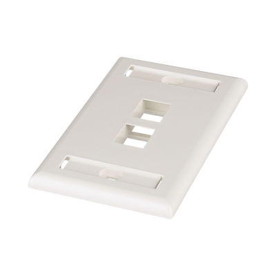 Imagen de Placa de Pared Vertical, Salida Para 2 Puertos Keystone, Con Espacios Para Etiquetas, Color Blanco Mate