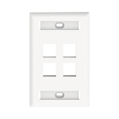 Imagen de Placa de Pared Vertical, Salida Para 4 Puertos Keystone, Con Espacios Para Etiquetas, Color Blanco