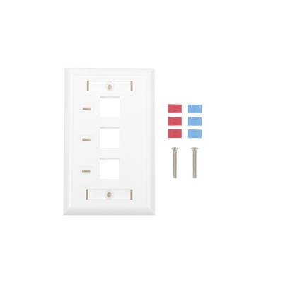 Imagen de Placa de pared, de 3 puertos, Keystone, con espacio para etiqueta - Color Blanco