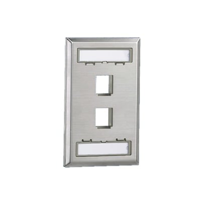 Imagen de Placa de Pared Vertical, Salida Para 2 Puertos Keystone, Con Espacios Para Etiquetas, de Acero Inoxidable