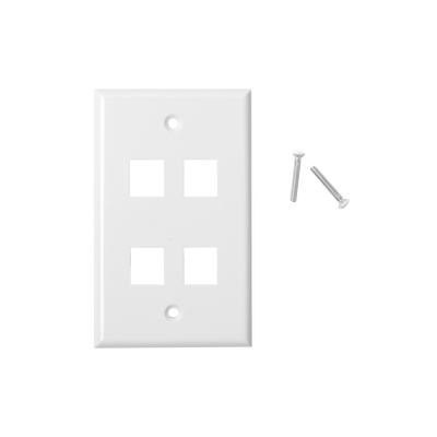 Imagen de Placa de pared de 4 puertos, Keystone, Color Blanco
