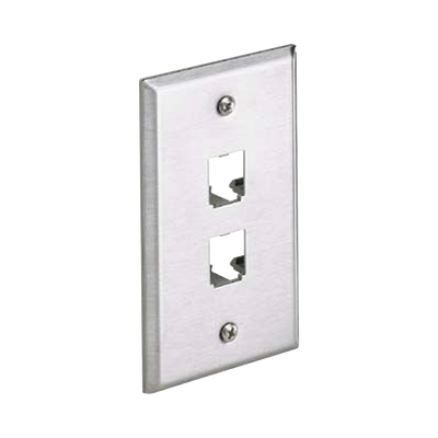Imagen de Placa de Pared Vertical, de Acero Inoxidable, Salida Para 2 Puertos Mini-Com