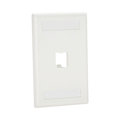 Imagen de Placa de Pared Vertical Clásica, Salida Para 1 Puerto Mini-Com, Con Espacios Para Etiquetas, Color Blanco