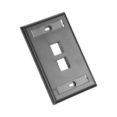 Imagen de Placa de Pared Vertical, Salida Para 2 Puertos Keystone, Con Espacios Para Etiquetas, Color Negro