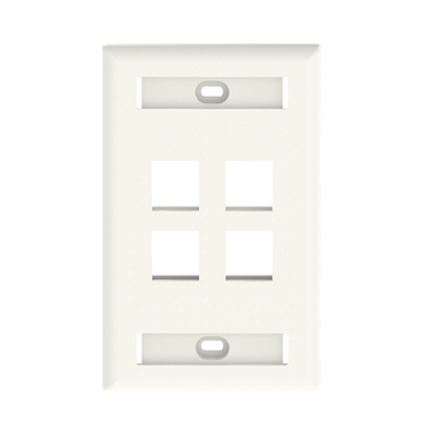 Imagen de Placa de Pared Vertical, Salida Para 4 Puertos Keystone, Con Espacios Para Etiquetas, Color Banco Mate