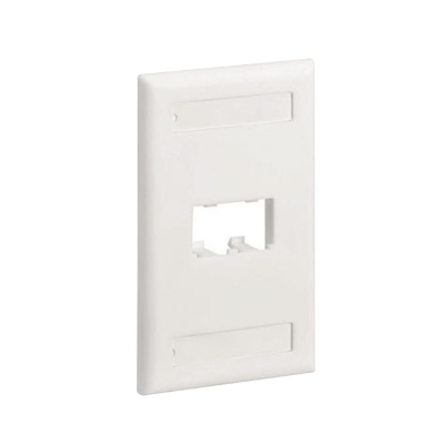 Imagen de Placa de Pared Vertical Clásica, Salida Para 2 Puertos Mini-Com, Con Espacios Para Etiquetas, Color Blanco Mate