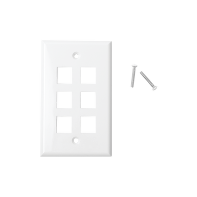 Imagen de Placa de pared de 6 puertos, Keystone, Color Blanco