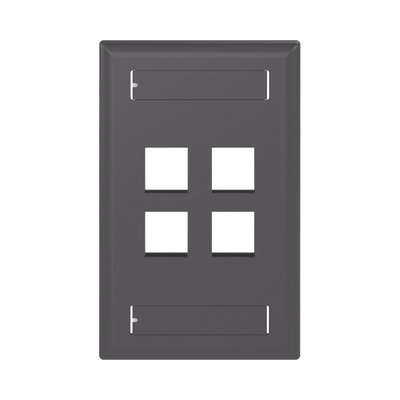 Imagen de Placa de Pared Vertical, Salida Para 4 Puertos Keystone, Con Espacios Para Etiquetas, Color Negro