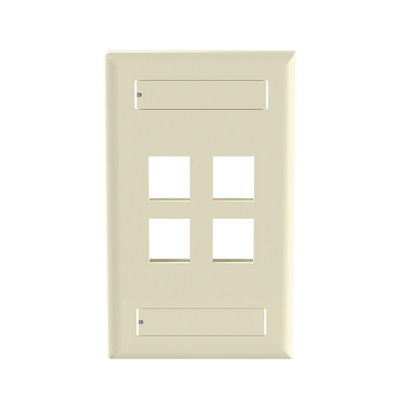 Imagen de Placa de Pared Vertical, Salida Para 4 Puertos Keystone, Con Espacios Para Etiquetas, Color Marfil