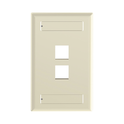 Imagen de Placa de Pared Vertical, Salida Para 2 Puertos Keystone, Con Espacios Para Etiquetas, Color Marfil