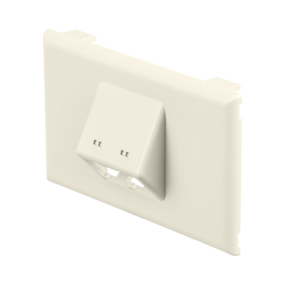 Imagen de Placa de Pared Horizontal T70, Salida Para 2 Puertos Mini-Com, Con Espacios Para Etiquetas, Color Blanco Mate