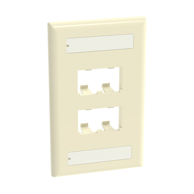 Imagen de Placa de Pared Vertical Clásica, Salida Para 4 Puertos Mini-Com, Con Espacios Para Etiquetas, Color Marfil