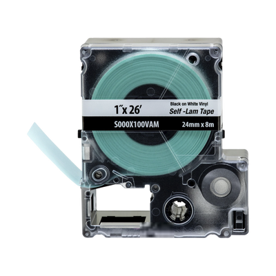Imagen de Casete de Etiquetas Autolaminadas de Cinta Continua, de 24 (1 in) mm de Ancho, 8 m de Largo, Para Cables de 2.5 a 5.1 mm (10 - 12 AWG) de Diámetro, Color Blanco