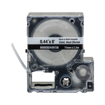 Imagen de Casete de Etiquetas de Poliolefina de Cinta Continua, Tubo Termocontráctil, 11.2 mm (0.44 in) de Ancho y 2.4 m de largo, Para Cables de 2 a 6.4 mm (16-10 AWG) de Diámetro, Color Blanco