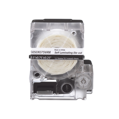 Imagen de Casete de 200 Etiquetas Autolaminadas de 12.7 x 31.8 mm, para Cables de 3.1 a 7 mm de Diámetro, Área de Impresión Color Blanco