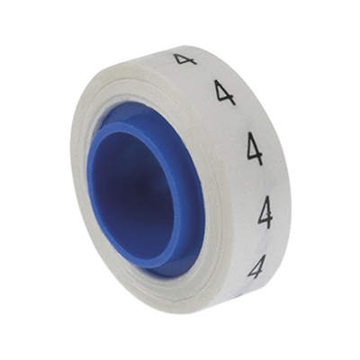 Imagen de Rollo de Etiquetas Marcadoras, Pre-Impresos con el Número 4, de 2.4 metros, Color Blanco