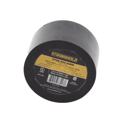 Imagen de Cinta Eléctrica STRONGHOLD Para Aislar, de PVC, Trabajo Pesado Eléctrico (UV, abrasión, aceite, corrosión), Grosor 0.21 mm (8.5 mil), Ancho 50 mm, y 20 m Largo, Uso Int./Ext., Color Negro. Superior a cinta Super 33