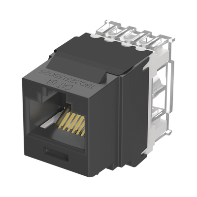 Imagen de Conector Jack Estilo 110 (de Impacto), Tipo Keystone, Categoría 6A, de 8 posiciones y 8 cables, Color Negro