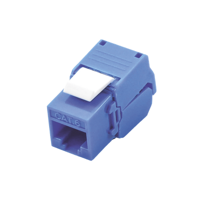 Imagen de Módulo Jack Keystone Cat6 (toolless), con terminación en ángulo 180 º Color Azul, Compatible con Faceplate y Patchpanel Linkedpro