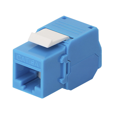 Imagen de Módulo Jack Keystone Cat6A (toolless), con terminación en ángulo 180 º Color Azul, Compatible con Faceplate y Patchpanel Linkedpro