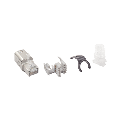 Imagen de Plug RJ45 Cat6A Blindado, Terminación en Campo, Compatible con Todas las Categorías, Con Clip Protector de Seguro