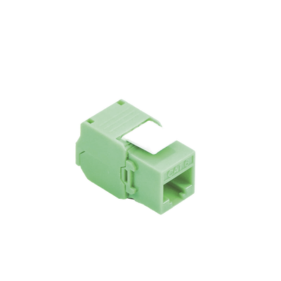 Imagen de Módulo Jack Keystone Cat6A (toolless), con terminación en ángulo 180 º Color Verde, Compatible con Faceplate y Patchpanel Linkedpro