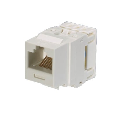 Imagen de Conector Jack Estilo 110 (de Impacto), Tipo Keystone, Categoría 6, de 8 posiciones y 8 cables, Color Blanco