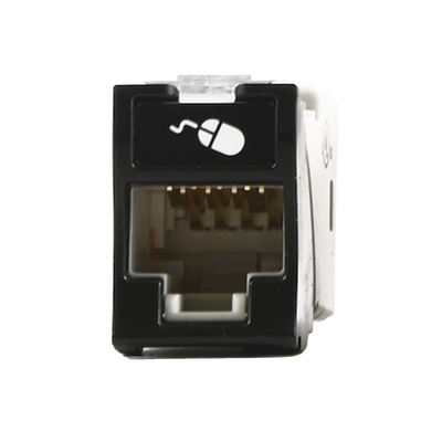 Imagen de Jack UltraMAX Cat5e, UTP, Montaje híbrido en Placa de Pared (Plano y Angulado), Color Negro, Punch Down