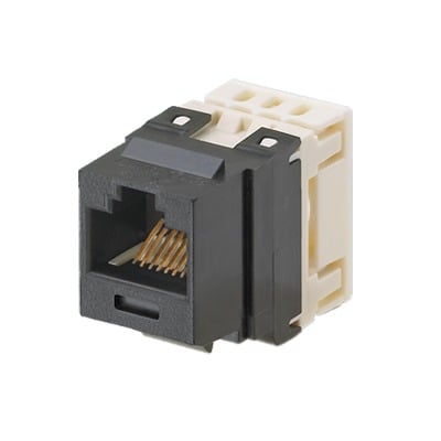 Imagen de Conector Jack Estilo 110 (de Impacto), Tipo Keystone, Categoría 6, de 8 posiciones y 8 cables, Color Negro