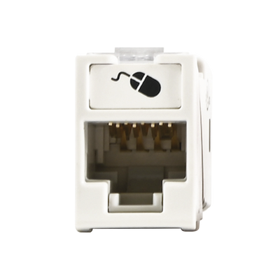 Imagen de Jack UltraMAX Cat5e, UTP, Montaje híbrido en Placa de Pared (Plano y Angulado), Color Blanco, Punch Down