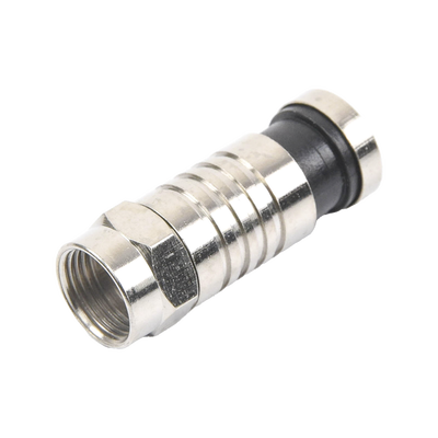 Imagen de Conector F Macho de Compresión para cable RG-6, Cuerpo de Bronce Niquelado.