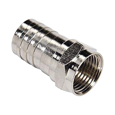 Imagen de Conector F Macho, Plegable de Doble Blindaje para cable RG-6, Cuerpo de Bronce Niquelado.