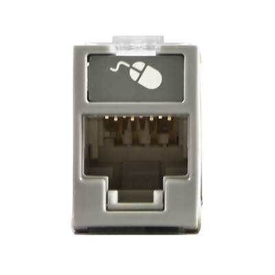 Imagen de Jack UltraMAX Cat5e, UTP, Montaje híbrido en Placa de Pared (Plano y Angulado), Color Gris, Punch Down