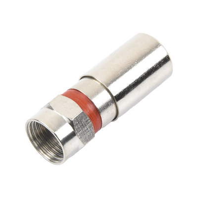 Imagen de Conector F Macho de Compresión, Metálico para cable RG-59, Cuerpo de Bronce Niquelado.