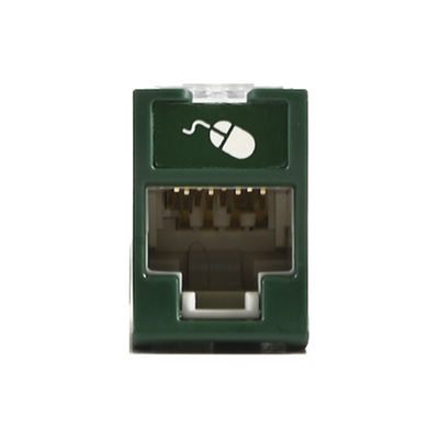 Imagen de Jack UltraMAX Cat5e, UTP, Montaje híbrido en Placa de Pared (Plano y Angulado), Color Verde, Punch Down