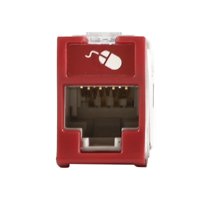 Imagen de Jack UltraMAX Cat5e, UTP, Montaje híbrido en Placa de Pared (Plano y Angulado), Color Rojo, Punch Down