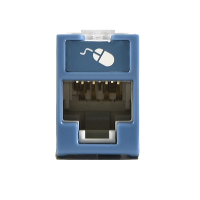 Imagen de Jack UltraMAX Cat5e, UTP, Montaje híbrido en Placa de Pared (Plano y Angulado), Color Azul, Punch Down