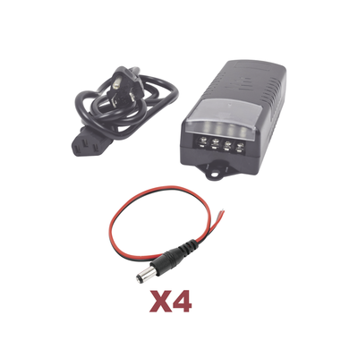 Imagen de Kit con fuente EPCOM con salida de 12 Vcc a 5 Amper con 4 salidas / Incluye conectores