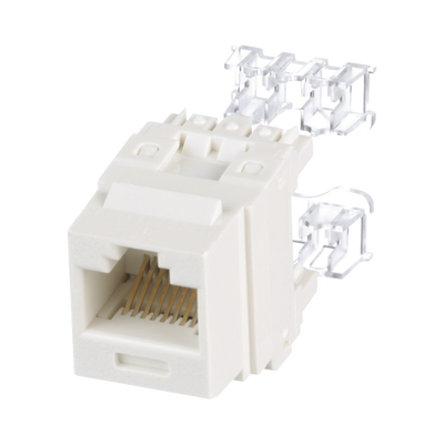 Imagen de Conector Jack Estilo 110 (de Impacto), Tipo Keystone, Categoría 6, de 8 posiciones y 8 cables, Color Blanco mate