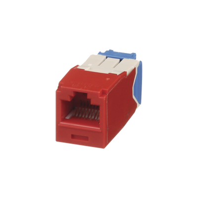 Imagen de Conector Jack RJ45 Estilo TG, Mini-Com, Categoría 6A, de 8 posiciones y 8 cables, Color Rojo
