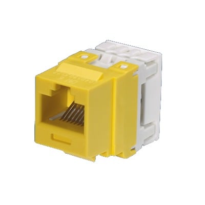 Imagen de Conector Jack Estilo 110 (de Impacto), Tipo Keystone, Categoría 6, de 8 posiciones y 8 cables, Color Amarillo